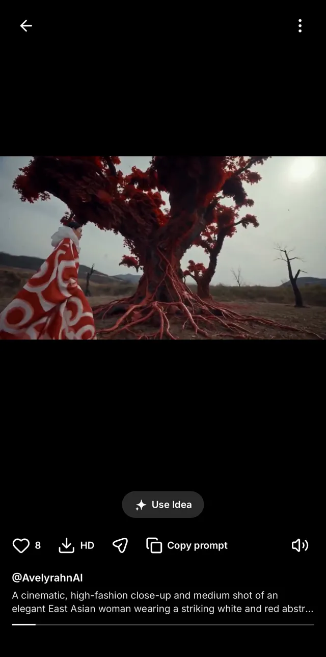 MeiGen app video view with use idea button